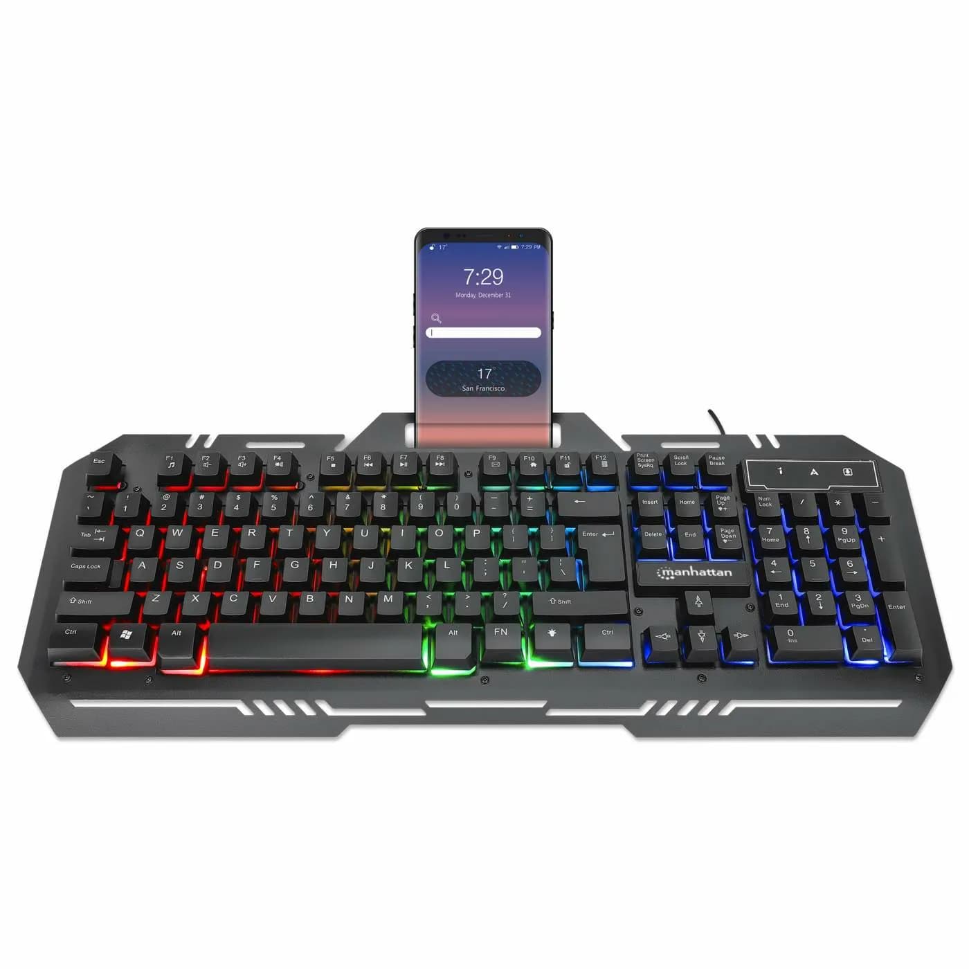 Manhattan Teclado Gaming LED con pánel metálico para celular 12 teclas 3