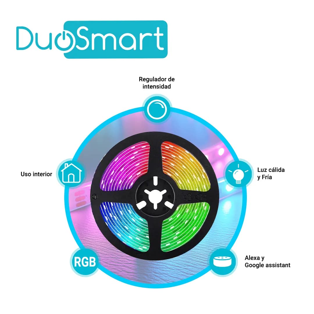 TIRA LED DE 5 METROS MULTICOLOR RGB WIFI 2.4GHZ DUOSMART S30 COMPATIBL 4
