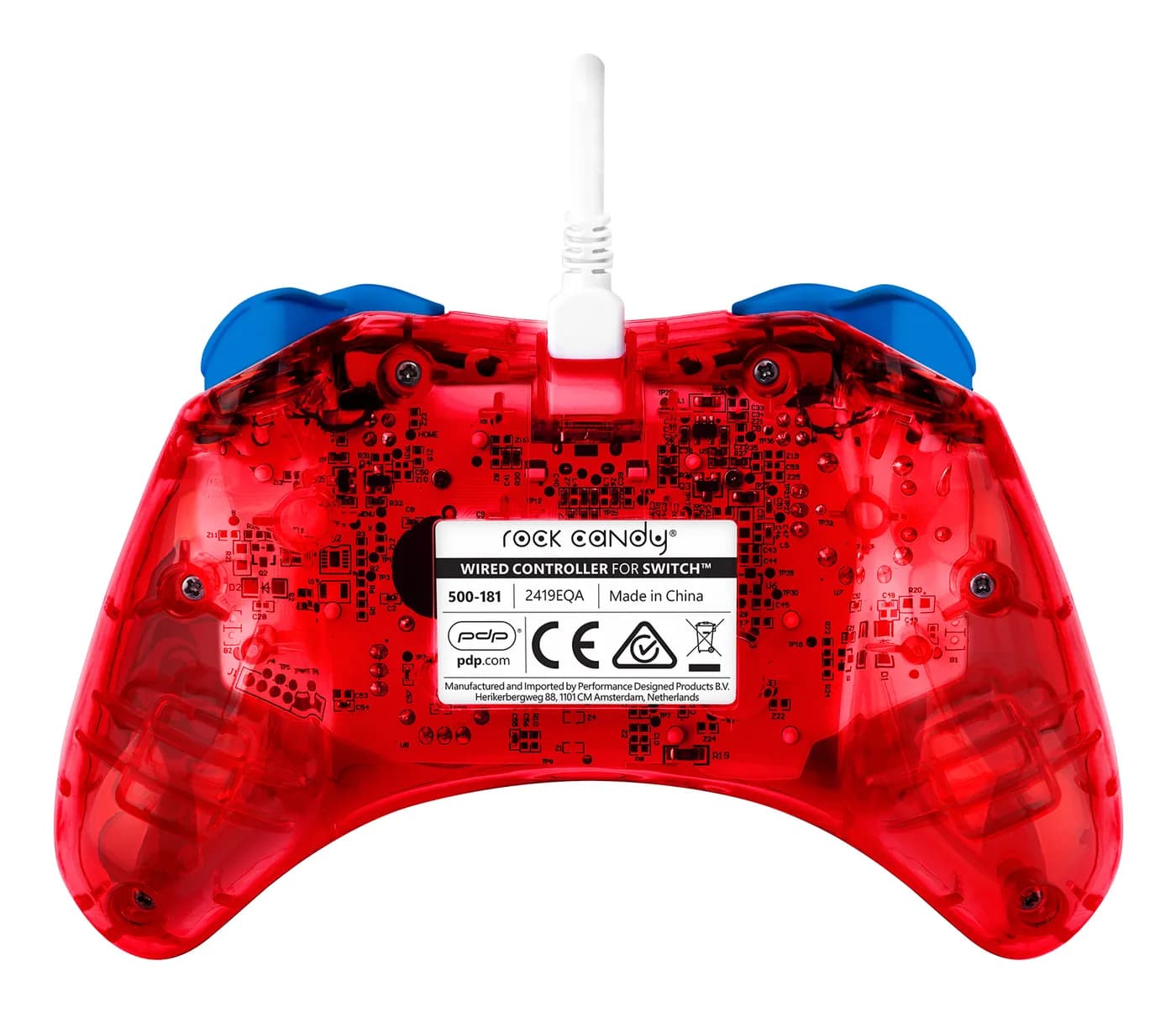 PDP Rock Candy: Mario Punch Rojo, Translúcido USB Gamepad Analógico/Di 2
