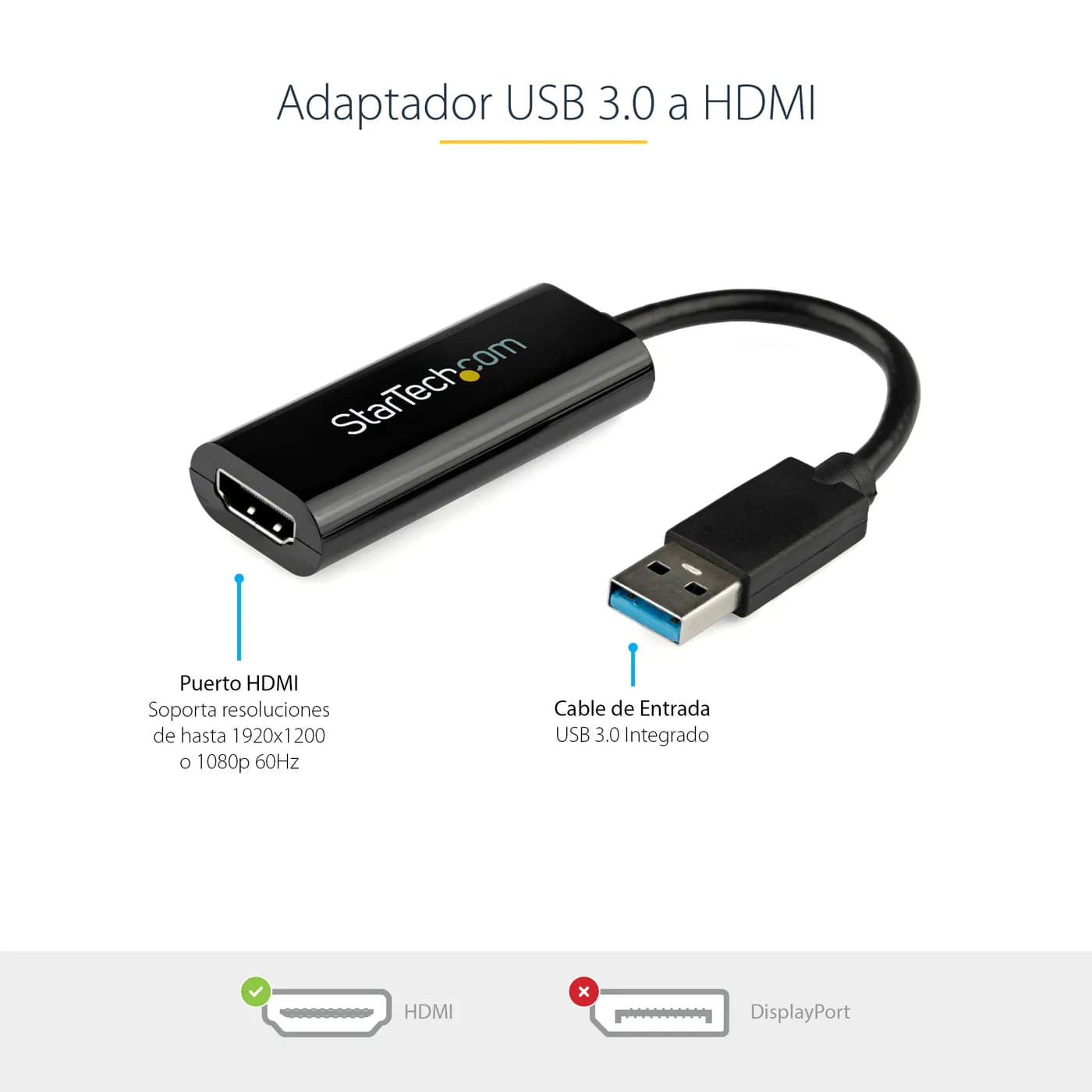 StarTech.com Adaptador USB 3.0 a HDMI - Cable Convertidor Compacto - 1 5