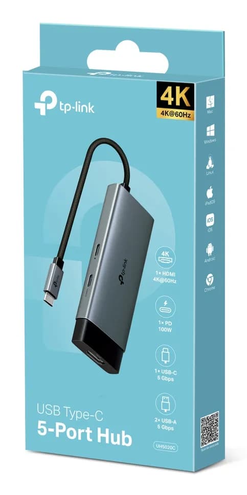 TP-Link UH5020C nodo concentrador USB Tipo C 5000 Mbit/s Gris 2