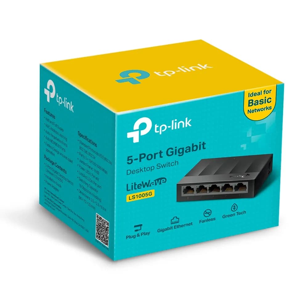 Switch / 5 Puertos Gigabit / 10 Gbps / Fanless / 3.5×2.8×0.9 in 5