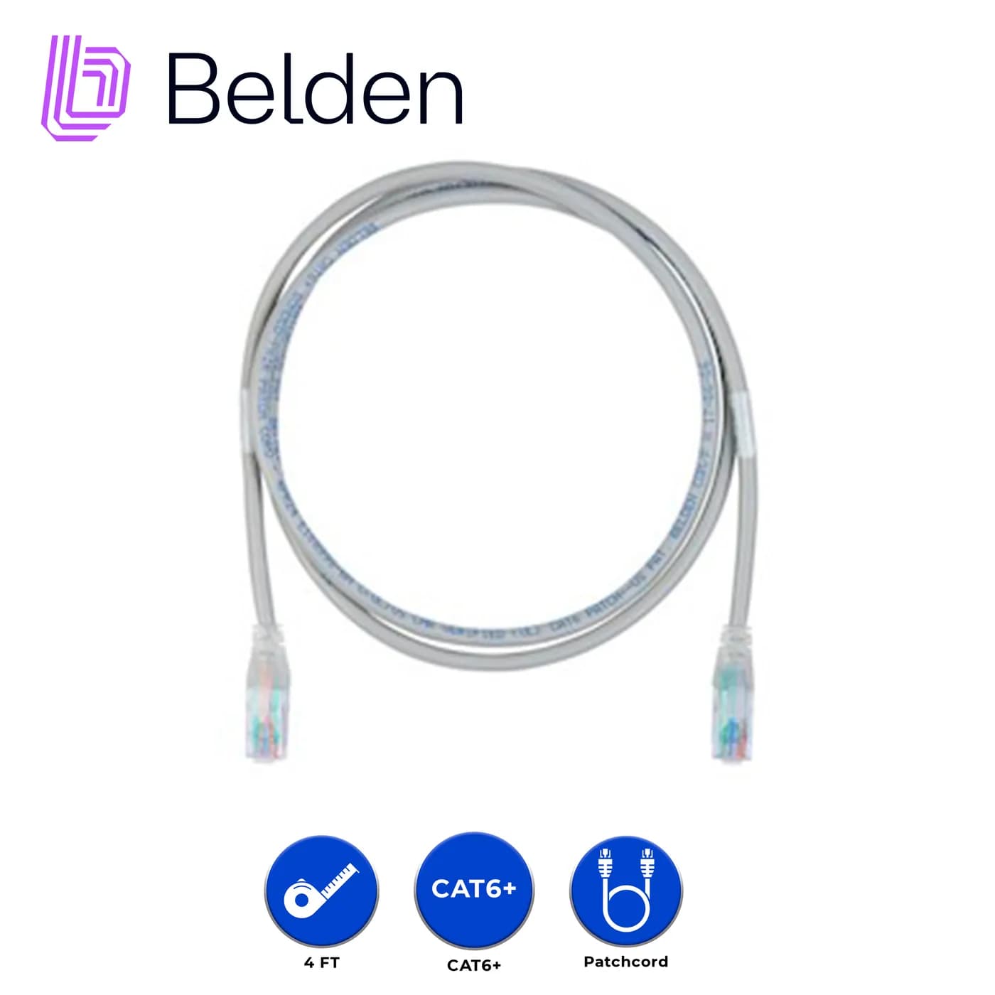 PATCH CORD UTP CAT6+ BELDEN C601109004 / INTERIOR / BLANCO / 4 PARES / 3