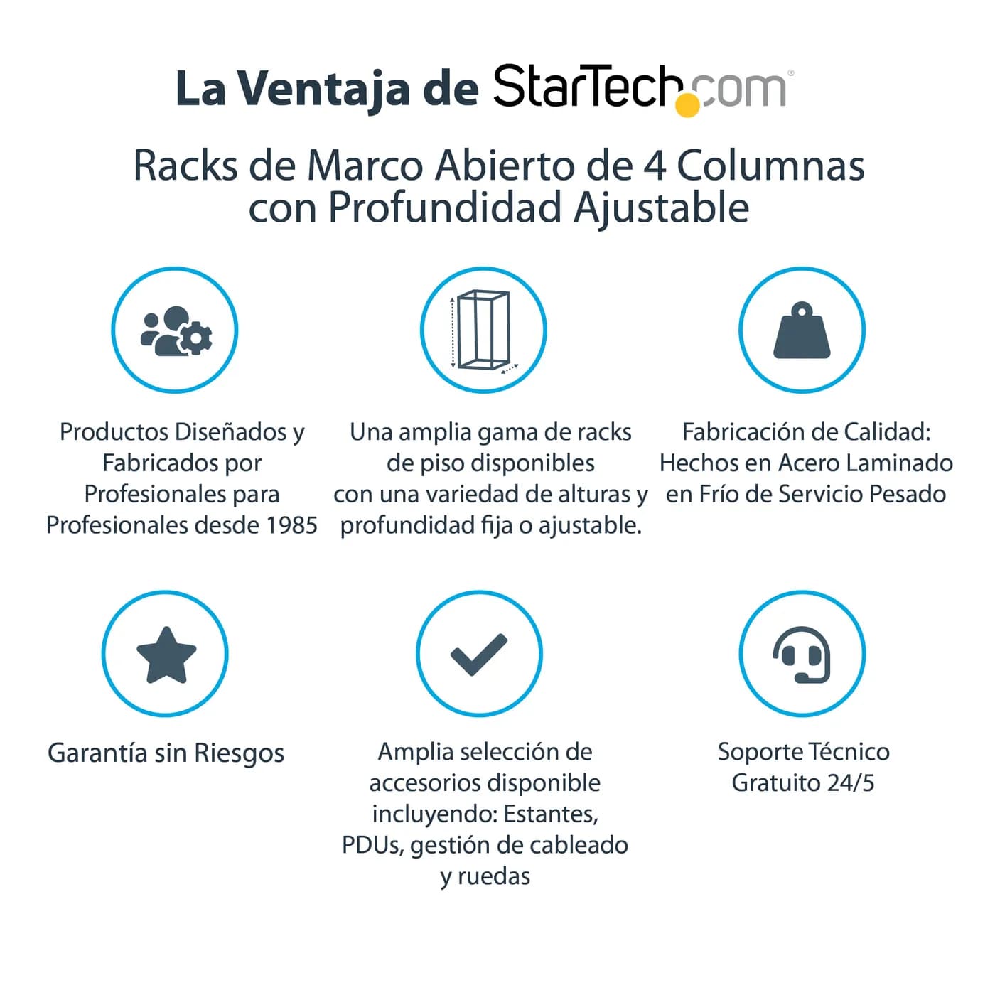 StarTech.com Rack 25U Móvil de Marco Abierto de 4 Postes para Servidor 8