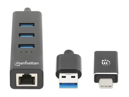 Manhattan 180894 nodo concentrador USB 3.2 Gen 1 (3.1 Gen 1) Type-A +  3