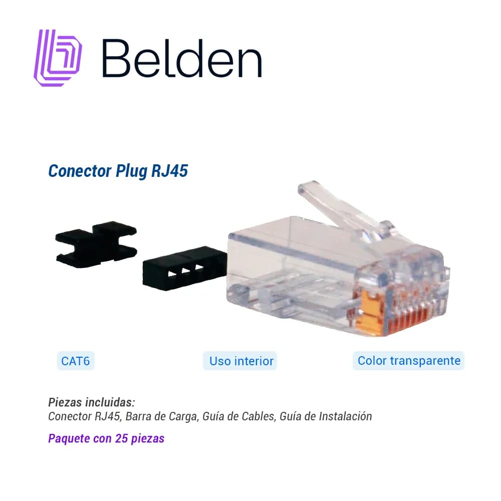 PLUG RJ45 UTP CAT6/CAT6A BELDEN CAPFCU-B25 / TRANSPARENTE / PAQUETE DE 2