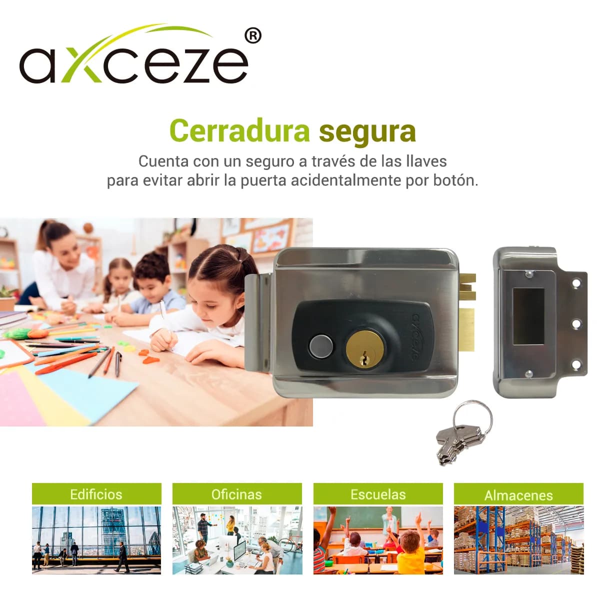 CERRADURA ELECTRICA DE SOBREPONER PARA PUERTAS DERECHAS AXCEZE AX-SLOC 4