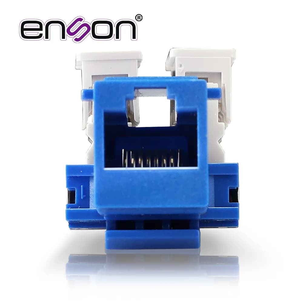 CONECTOR JACK ENSON ENS-JC6BL CAT6 COLOR AZUL A 90 GRADOS PONCHADO CON 3