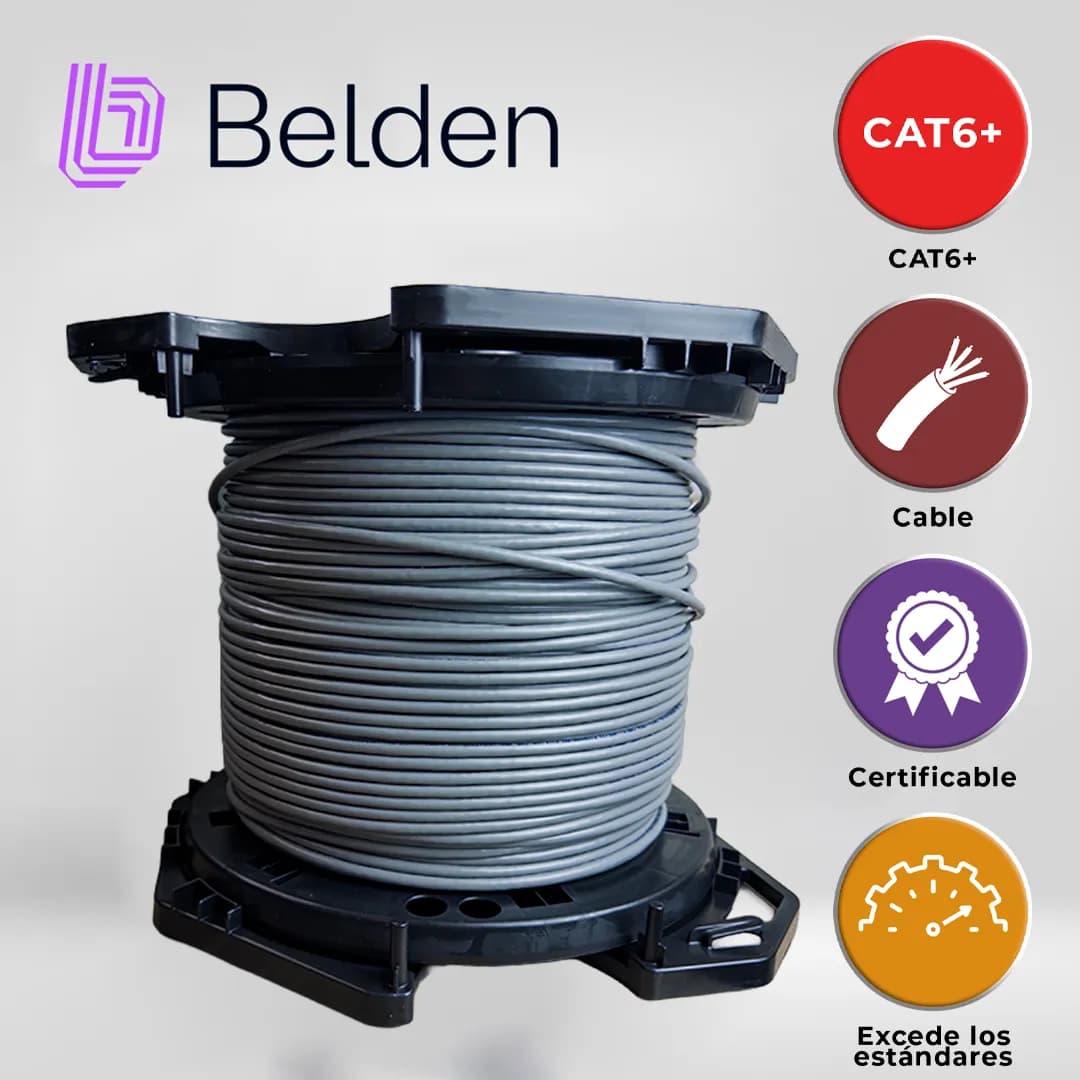 CABLE UTP CAT6+ BELDEN 2412 008A1000 / INTERIOR / GRIS / 350MHZ / 4 PA 7