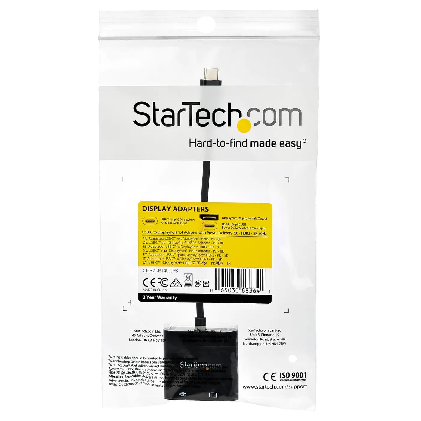 StarTech.com Cable de 1m USB-C a DisplayPort 1.4 HBR3 con Entrega de A 5