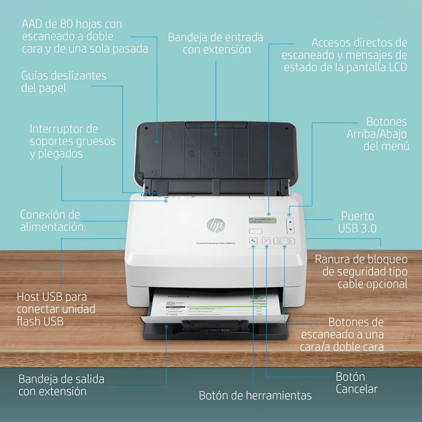 HP ScanJet Enterprise Flow 5000 s5 Escáner alimentado con hojas 600 x  4