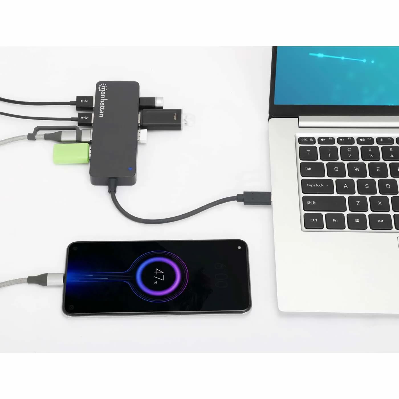 Manhattan 168410 nodo concentrador USB Tipo C 5000 Mbit/s Negro 6
