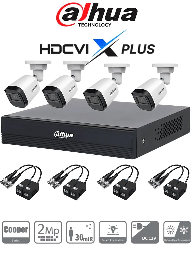 Dahua DH-KIT/XVR1B04-I/T/4-B1A21N-U-0280B/Balun