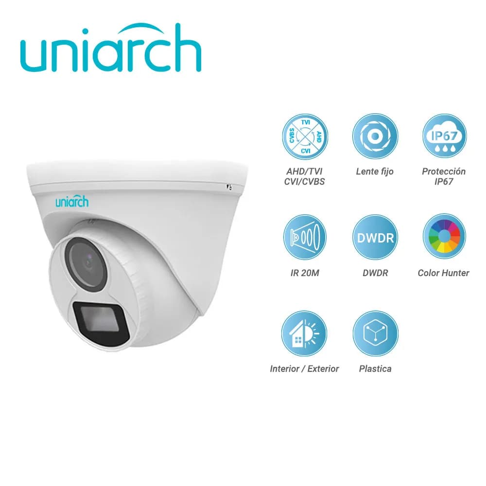 CAMARA ANALOGA TURRET COLORHUNTER UNIARCH UAC-T112-F28-W / 2MP / TVI/A 2
