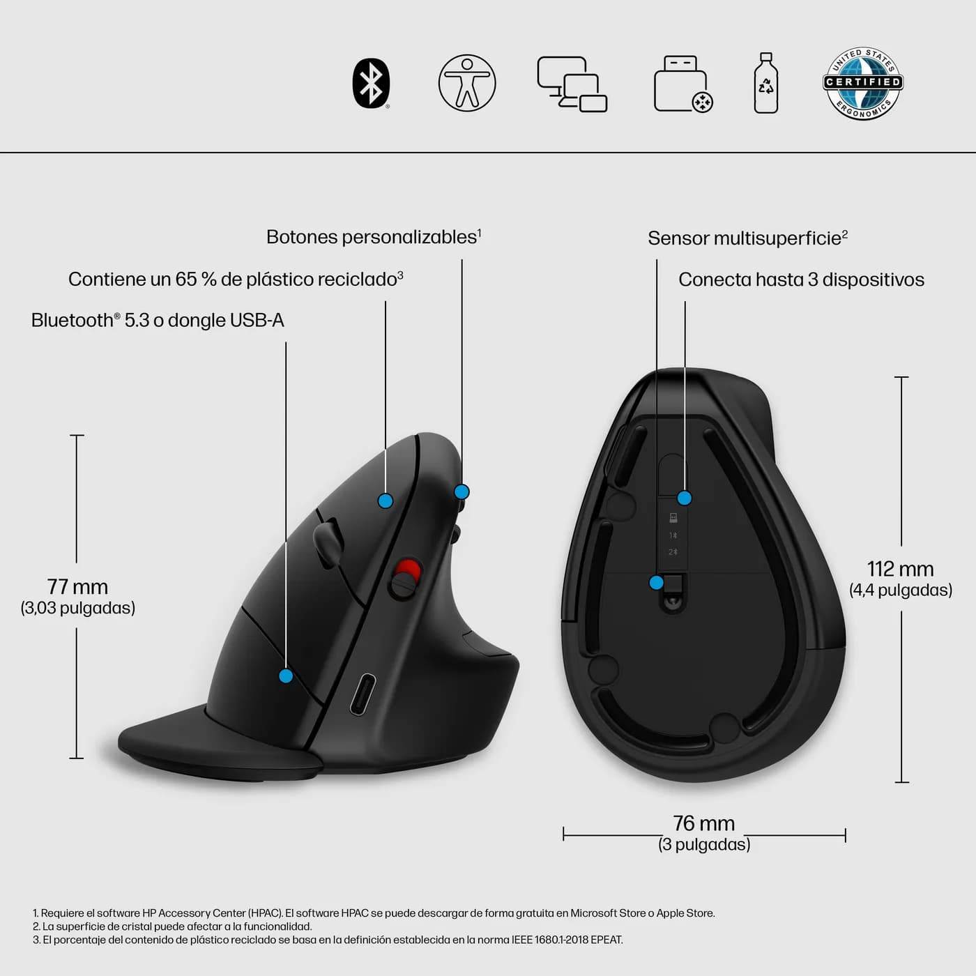 HP Mouse vertical ergonómico 925 13
