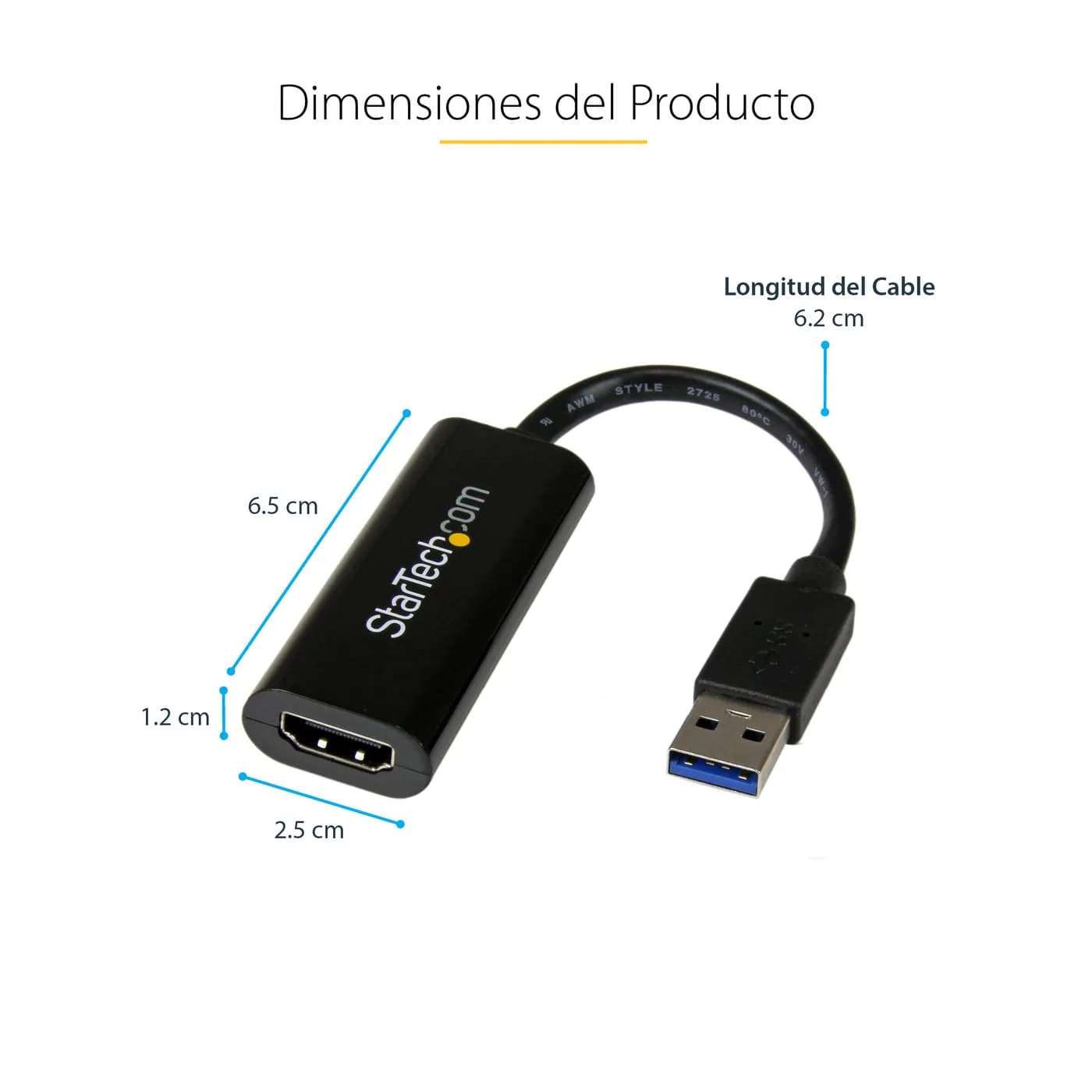 StarTech.com Adaptador USB 3.0 a HDMI - Cable Convertidor Compacto - 1 8