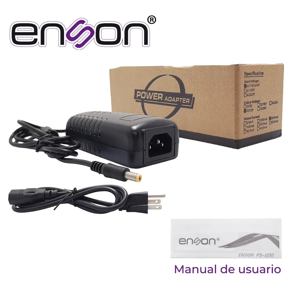 FUENTE DE PODER PARA CAMARA ENSON PS-1250 12VDC 5AMPERS CERTIFICACION  3