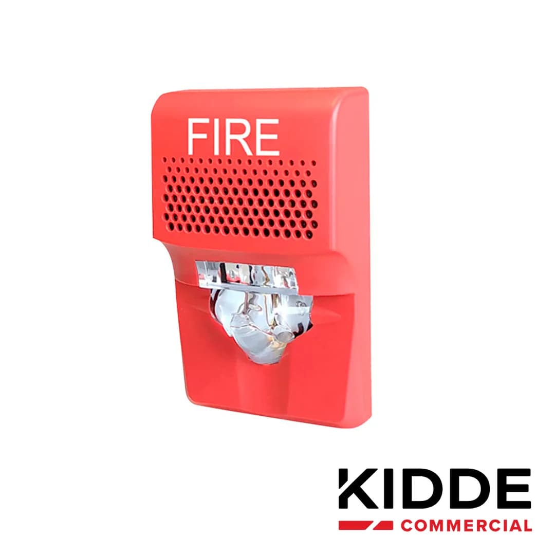 SIRENA CON ESTROBO LED KIDDE EG1AVRF DE 24 VDC 55 mA PARA PARED ROJO C 2