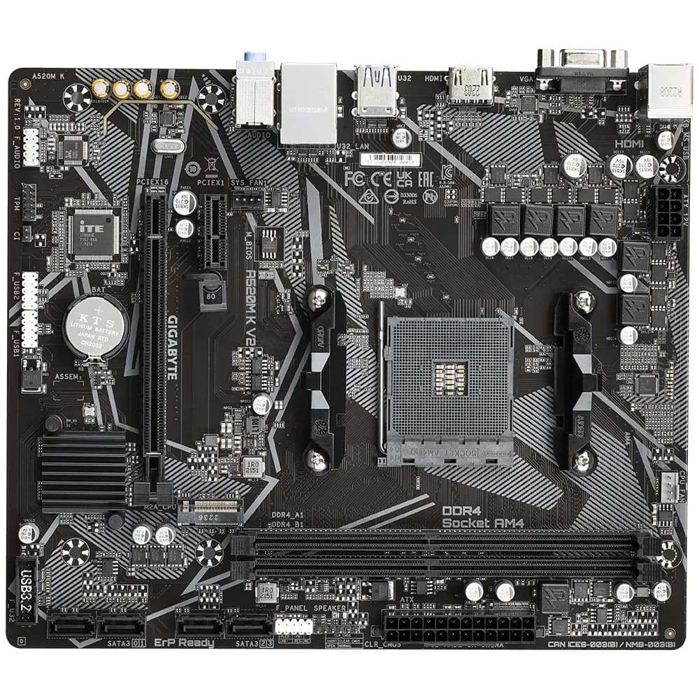 GIGABYTE A520M K V2 placa base AMD A520 Enchufe AM4 Micro ATX 2