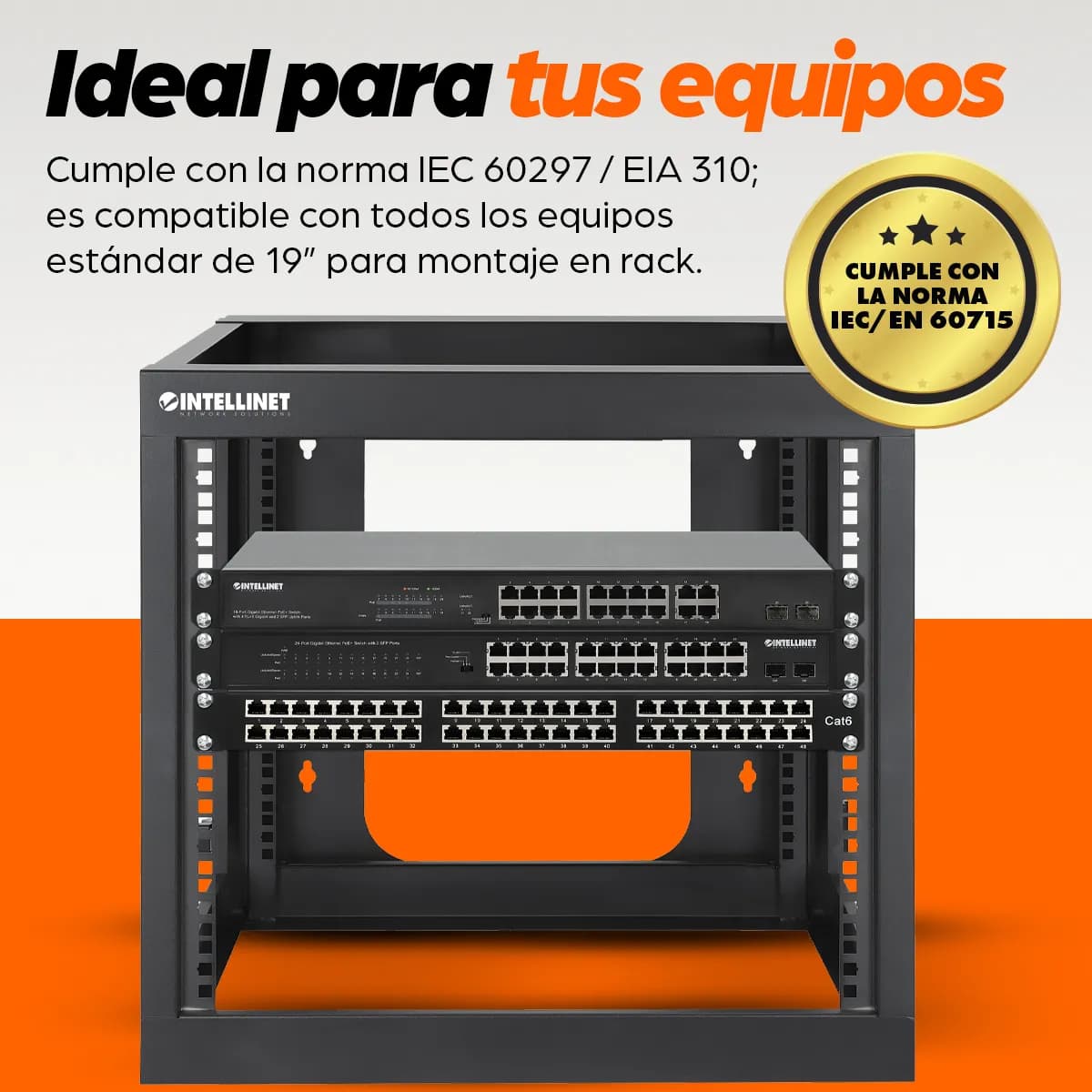 Intellinet Rack abierto de 19" para montaje en pared, 4 postes, 9U 13