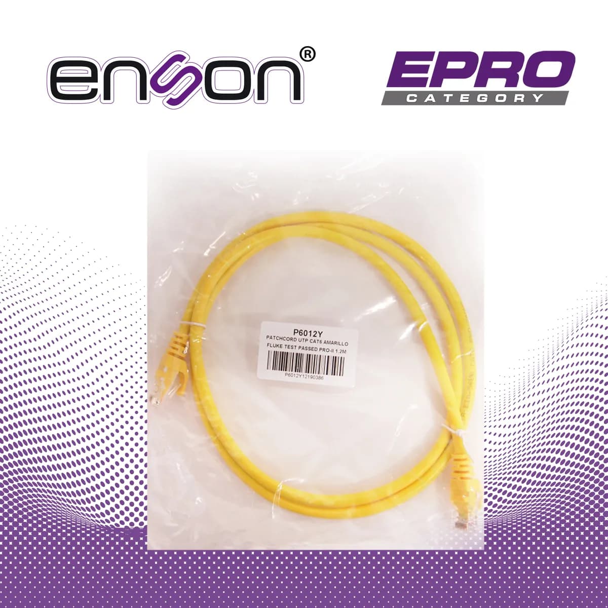 PATCHCORD UTP ENSON P6012Y CAT6 120CM AMARILLO SERIE EPRO 100-II 100 P 6