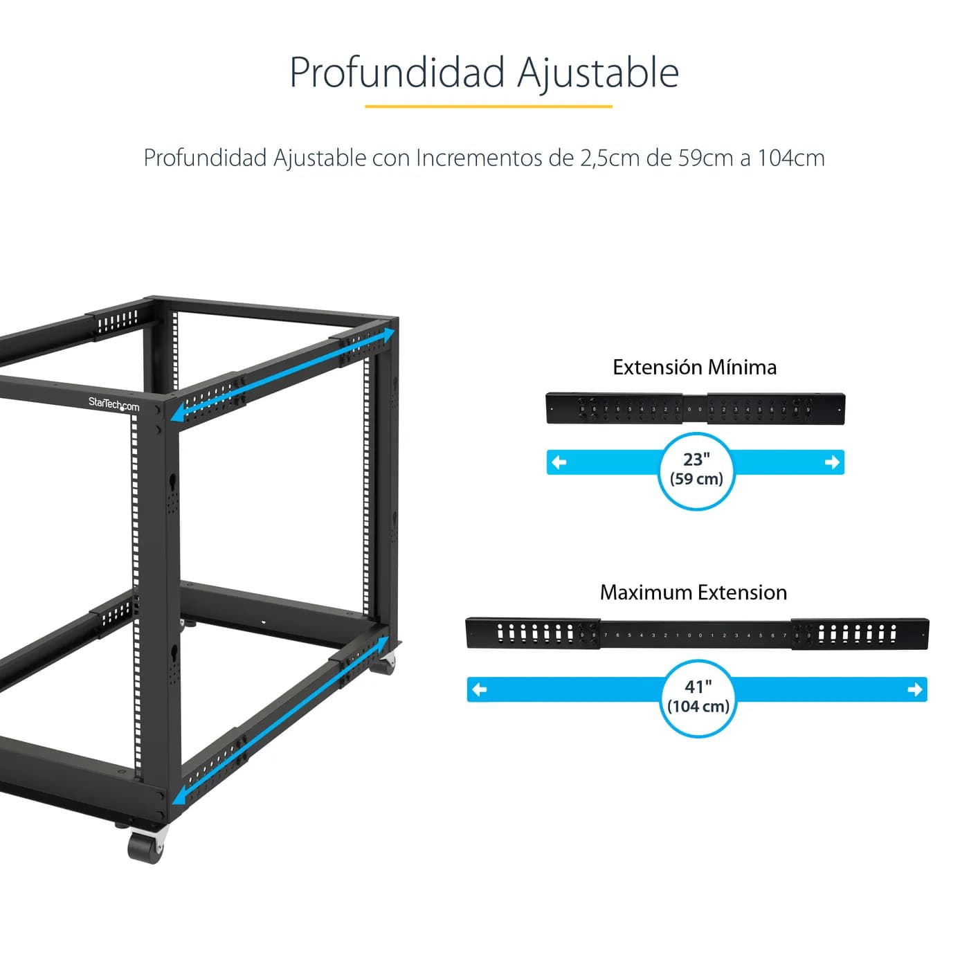 StarTech.com Rack 25U Móvil de Marco Abierto de 4 Postes para Servidor 10