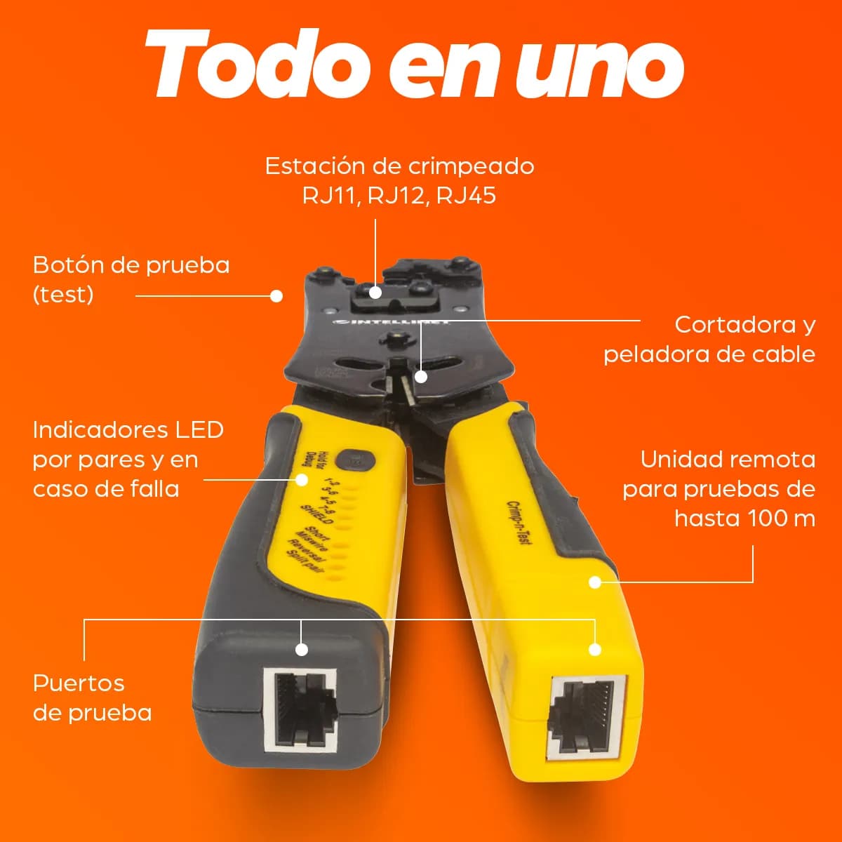 Intellinet Pinza Crimpeadora Universal de Plugs Modulares y Probador d 9