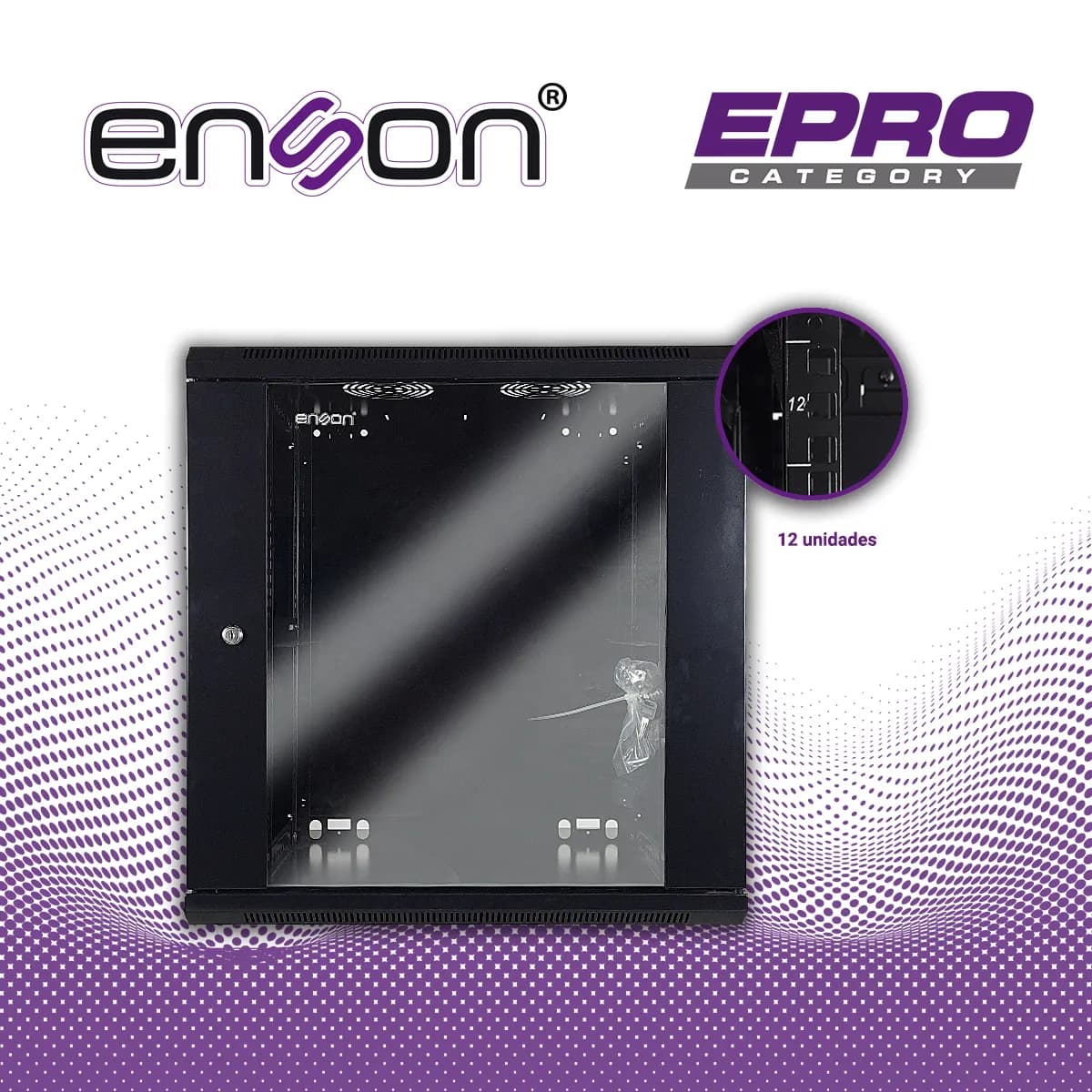 GABINETE DE PARED ENSON ENS-RKGB12U 12UR PUERTA FRONTAL DE CRISTAL TEM 5