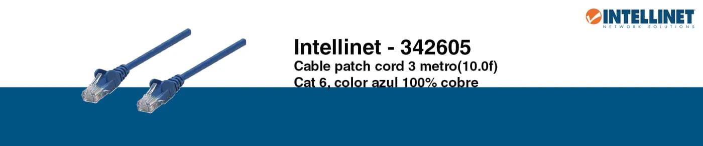 INTELLINET 342605 - Cable patch / CAT 6 / 3.0 metros (10.0Ft) / UTP Az 2
