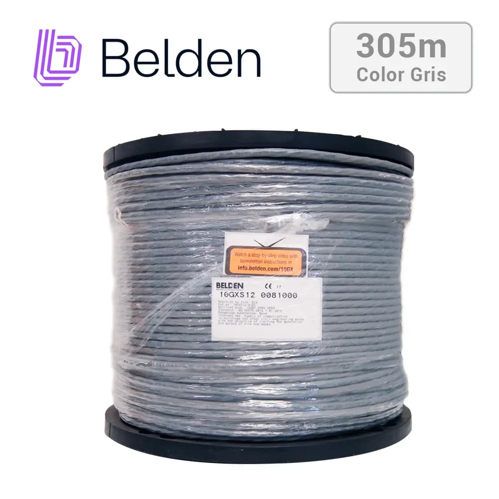 CABLE UTP CAT6A BELDEN 10GXS12 0081000 / INTERIOR / GRIS / 625MHZ / 4  4