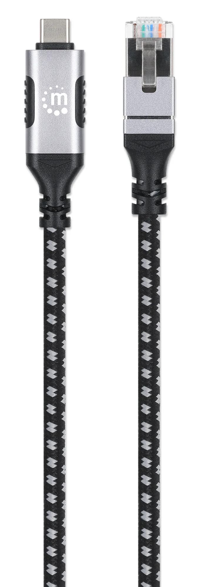 Manhattan 394826 cable de red Negro, Plata 2 m 3