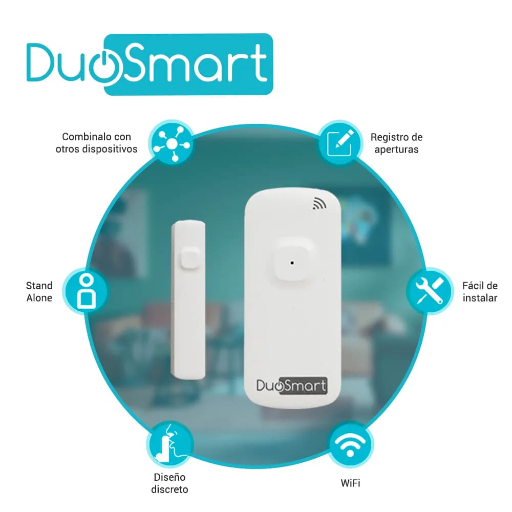 SENSOR MAGNETICO WIFI 2.4GHZ STANDALONE DUOSMART D10 BATERIA RECARGABL 2