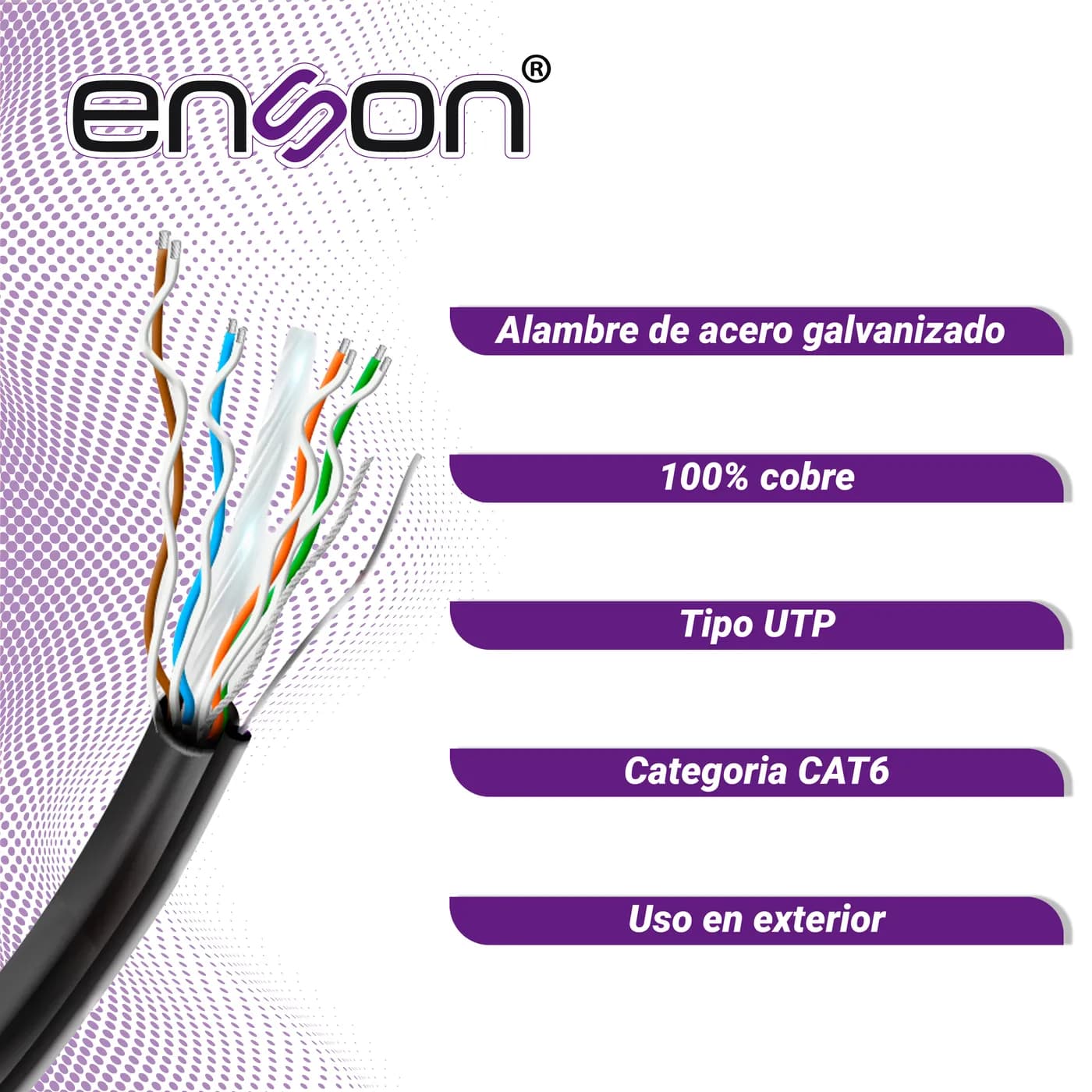 CABLE UTP AEREO CAT6 ENSON 43164B305 FORRO NEGRO 4 PARES CALIBRE 23 AW 5
