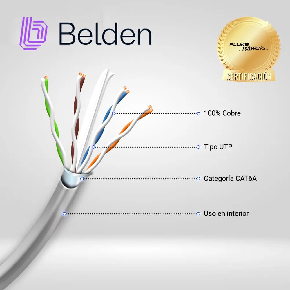 CABLE UTP CAT6A BELDEN 10GXS12 0081000 / INTERIOR / GRIS / 625MHZ / 4  2