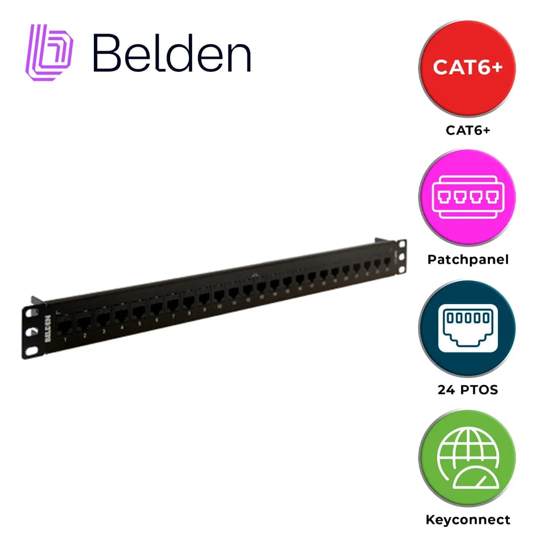PATCH PANEL KEYCONNECT CAT6+ BELDEN AX103253 / NEGRO / 24 PUERTOS / 1U 6