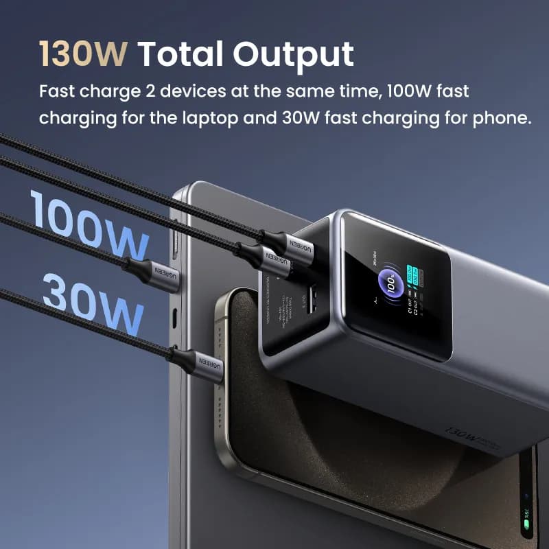 Ugreen 20000mAh 130W Fast Charging Powerbank Litio Gris 5