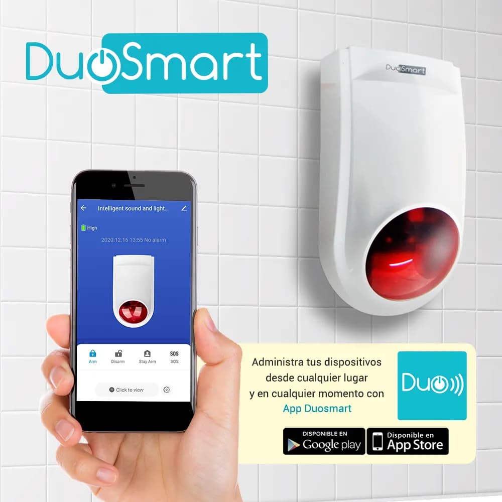 SIRENA INTELIGENTE WIFI 2.4 DUOSMART B20 STANDALONE MONITOREO EN APP D 4