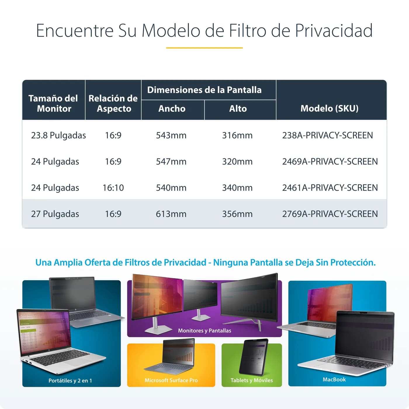 StarTech.com 2769A-PRIVACY-SCREEN filtro para monitor 61 cm (24") Filt 12