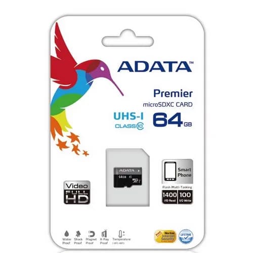 MEMORIA ADATA MICRO SD AUSDX64GUICL10-RA1 64GB CON ADAPTADOR 2