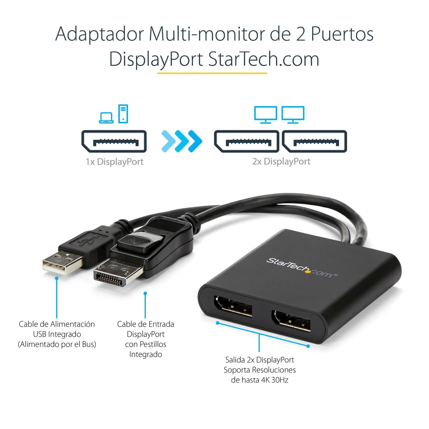 StarTech.com Hub MST de 2 Puertos DisplayPort 1.2 - Divisor Splitter D 10