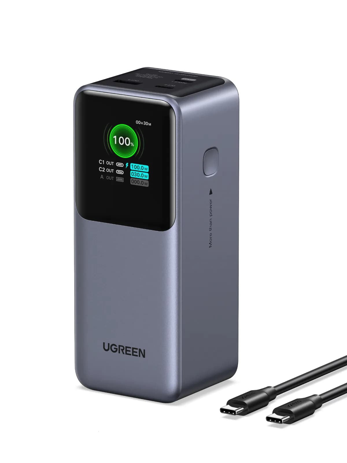 Ugreen 20000mAh 130W Fast Charging Powerbank Litio Gris 12