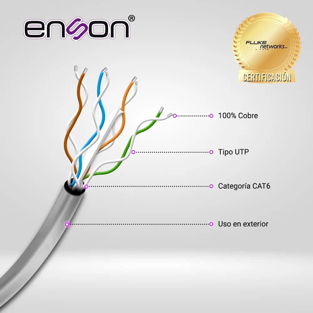 CABLE UTP CAT6 ENSON 13161G305 SERIE PRO-II CALIBE 23 AWG 100% COBRE D 2