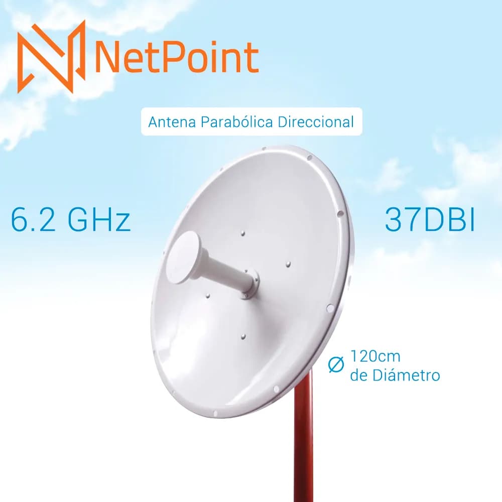 ANTENA PARABOLICA DIRECCIONAL NETPOINT NP-3 4.9-6.2 GHZ 37 DB  120CM D 2