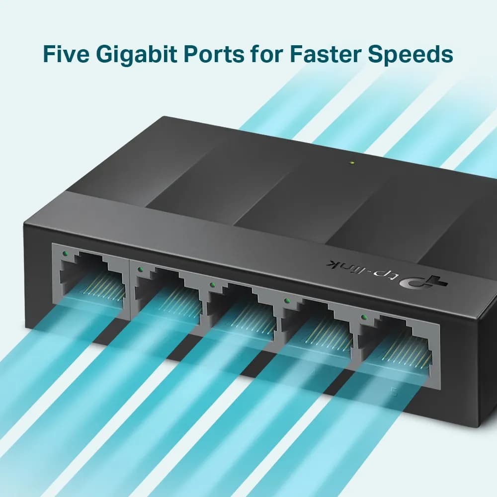 Switch / 5 Puertos Gigabit / 10 Gbps / Fanless / 3.5×2.8×0.9 in 3