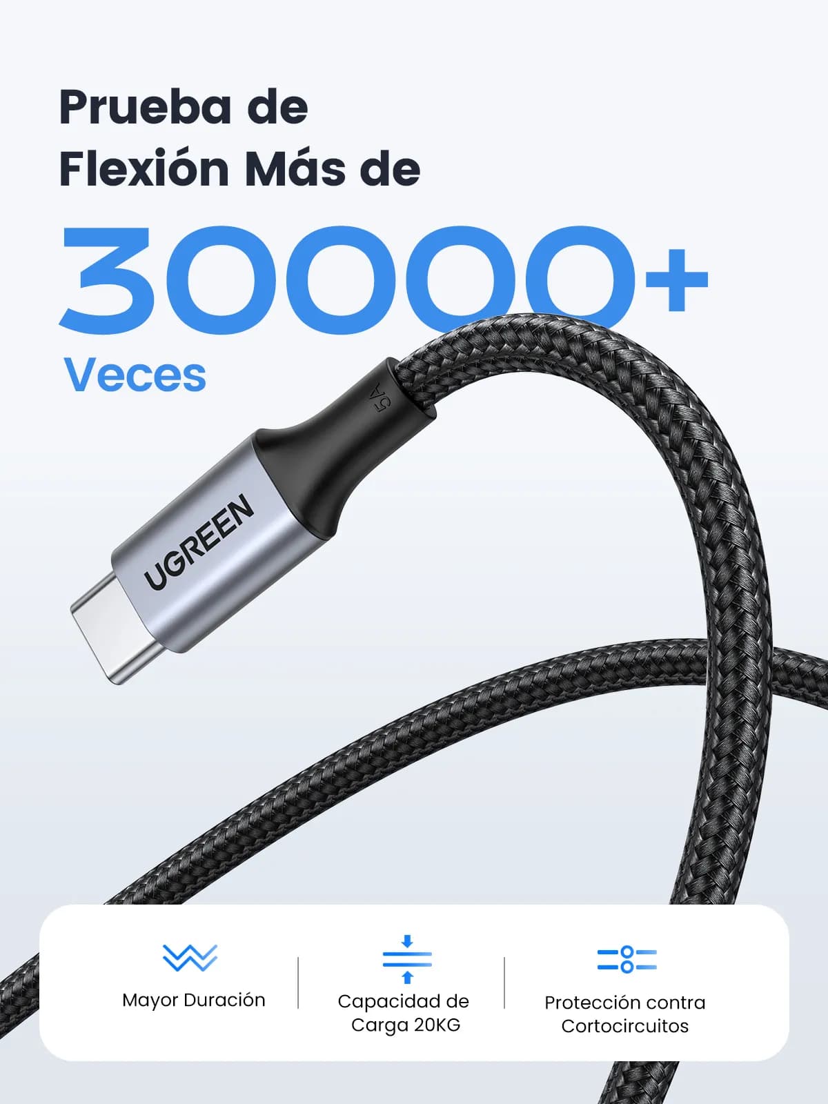 Ugreen 70427 cable USB USB 2.0 1 m USB C 0.48 Gbit/s 100 W Negro, Plat 7