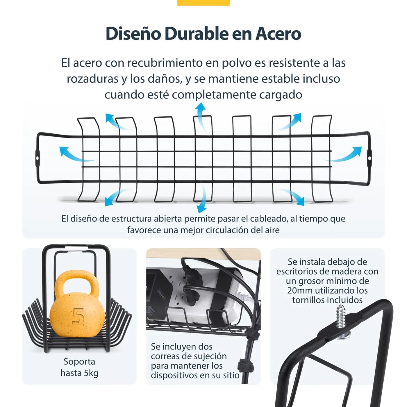 StarTech.com Charola de Administración de Cables para Debajo del Escri 6