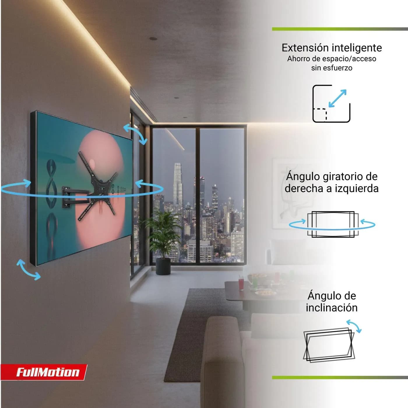 TECHMAKRO SOPORTE DE TV PARED FULL MOTION 32-55 PULG. X-400 5