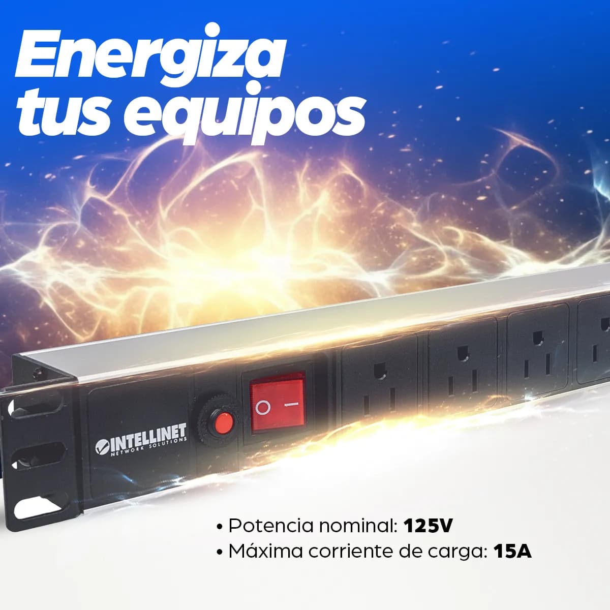 Intellinet Barra multicontacto con 8 salidas para montaje en 1U de rac 7