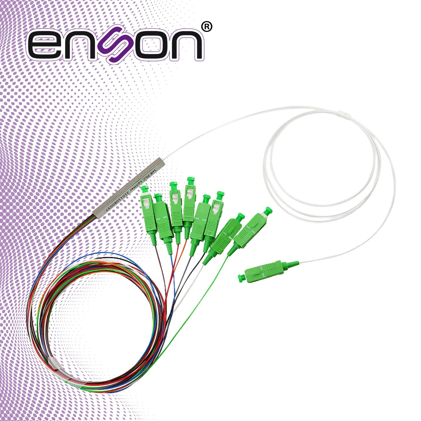 SPLITTER PLC (DIVISOR OPTICO) ENSON ENS-PLC1X8 CON CONECTORES SC APC 1 4