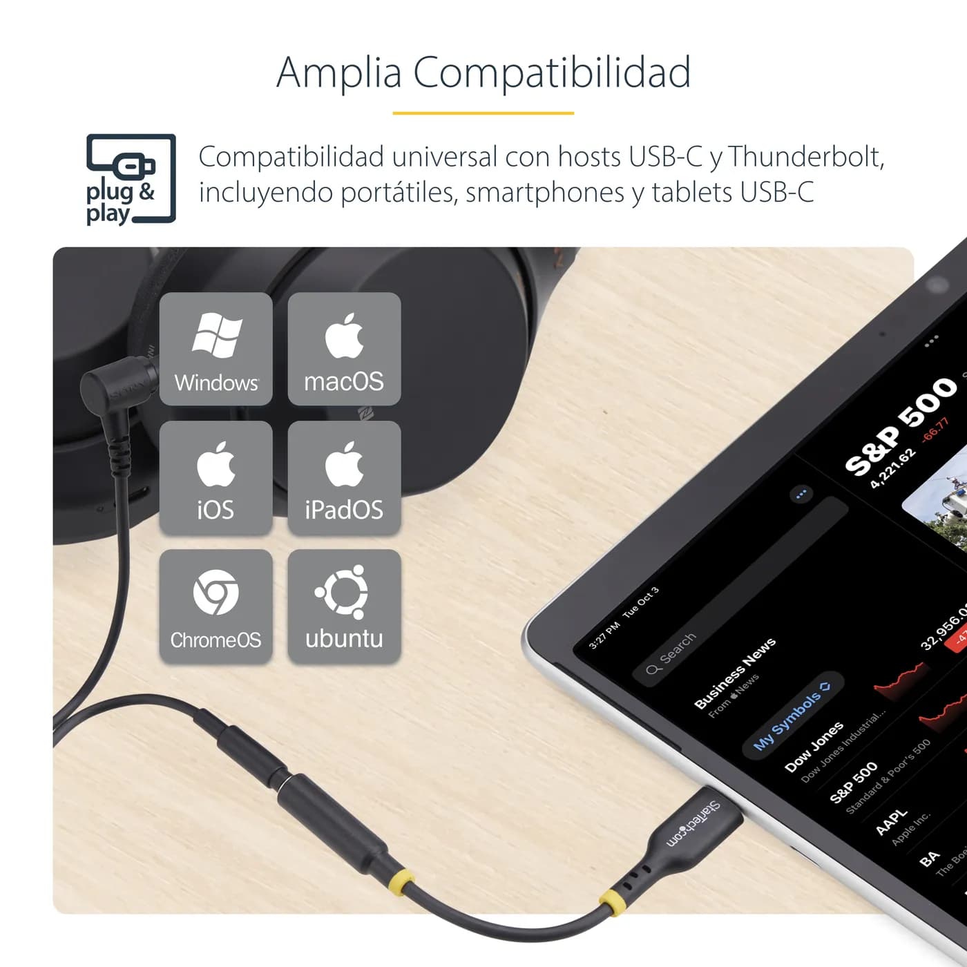 StarTech.com Adaptador de Audio USB-C a 3.5mm TRRS Minijack - Adaptado 11
